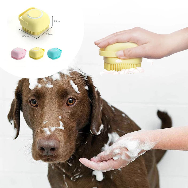 Silicone Dog and Bath Massage Gloves Brush Pet Cat Bathroom Cleaning Tool Comb Brush for Dog Can Pour Shampoo Dog Grooming Supplies