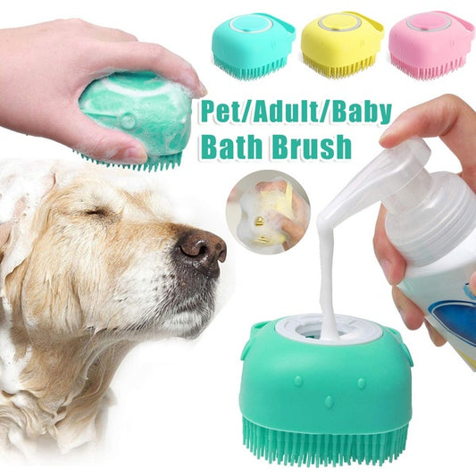 Silicone Dog and Bath Massage Gloves Brush Pet Cat Bathroom Cleaning Tool Comb Brush for Dog Can Pour Shampoo Dog Grooming Supplies